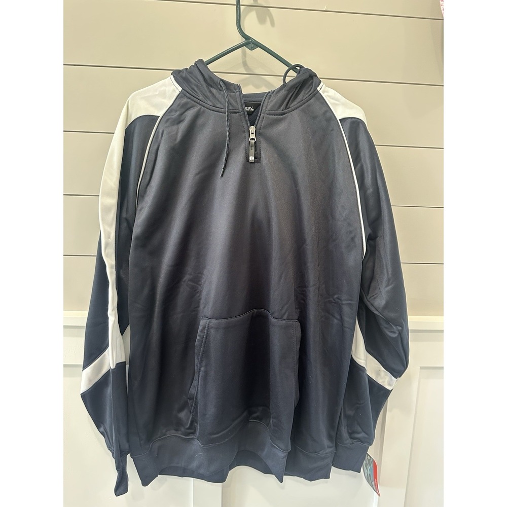 HOLLOWAY Pullover Navy & White 1/4‎ Zip Men's NWT Fleece Lined L